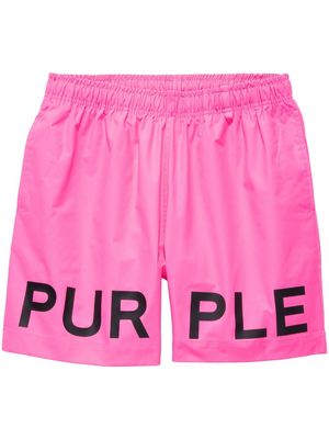 Purple Brand logo-print elasticated-waistband shorts - Pink