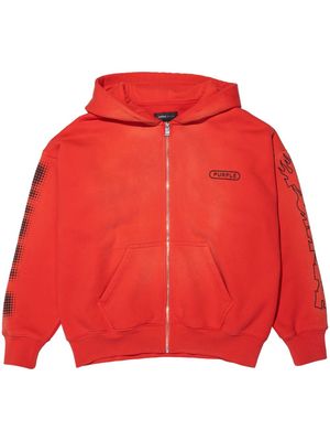 Purple Brand logo-print fleece hoodie - Red