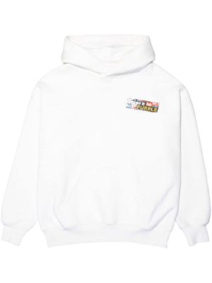 Purple Brand logo-print fleece hoodie - White