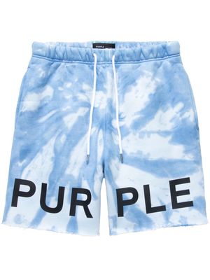 Purple Brand logo-print fleece shorts - Blue