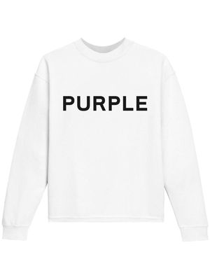 Purple Brand logo-print fleece sweatshirt - White