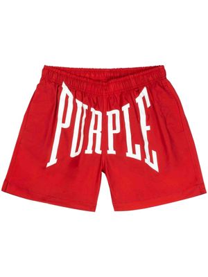 Purple Brand logo-print shorts - Red