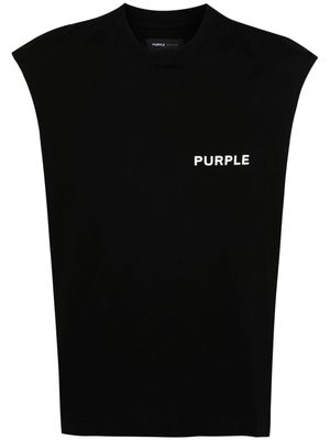 Purple Brand logo-print sleeveless T-shirt - Black