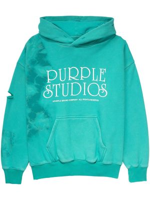 Purple Brand logo-print tie-dye hoodie - Green
