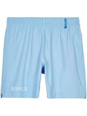 Purple Brand logo-print track shorts - Blue