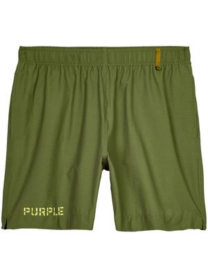 Purple Brand logo-print track shorts - Green