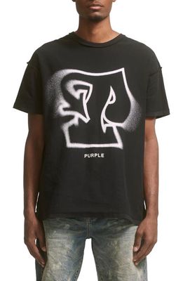 PURPLE BRAND Logo Textured Cotton Graphic T-Shirt in Black Beauty