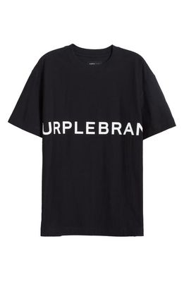 PURPLE BRAND Logo Textured Cotton Jersey Graphic T-Shirt in Black