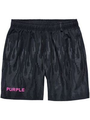Purple Brand micro-dot print elasticated-waistband shorts - Black