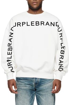 PURPLE BRAND Oversize Logo Graphic Cotton Fleece Sweatshirt in Off White