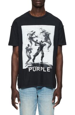 PURPLE BRAND Oversize Textured Inside Out Graphic T-Shirt in Black