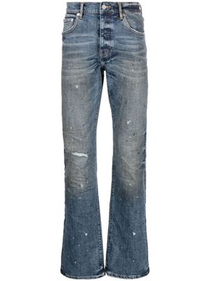 Purple Brand paint-splatter bootcut cotton jeans - Blue