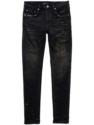 Purple Brand paint-splatter low-rise jeans - Black