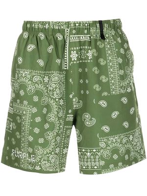 Purple Brand paisley-patchwork print swim shorts - Green