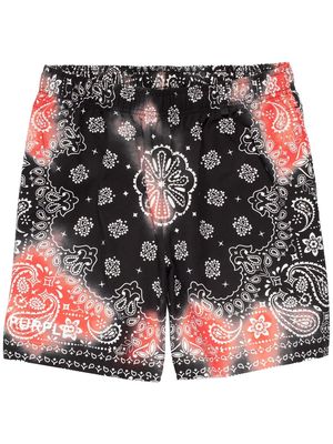 Purple Brand paisley-print bleached shorts - Black