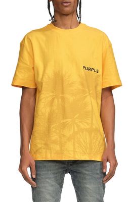 PURPLE BRAND Palm Tree Cotton Graphic T-Shirt in Yellow