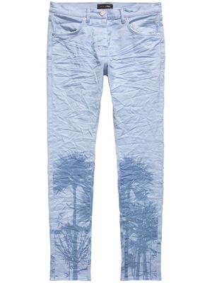 Purple Brand palm tree-print skinny trousers - Blue