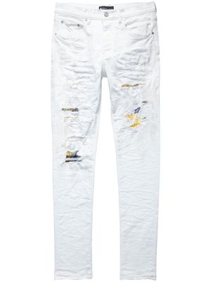 Purple Brand patch-repair low-rise jeans - White