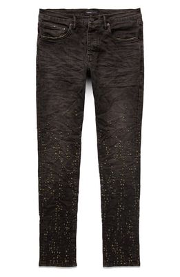 PURPLE BRAND Perforated Stretch Skinny Jeans in Black