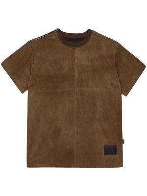 Purple Brand perforated suede T-shirt - Brown