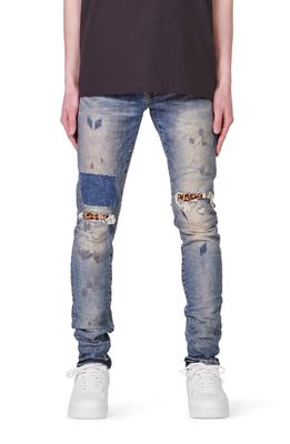 PURPLE BRAND PURPLE Patchwork Distressed Skinny Jeans in M.i. Animal Repair