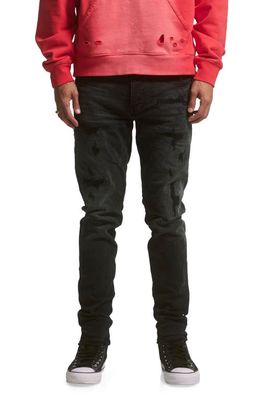 PURPLE BRAND Qulted Destroyed Pocket Skinny Jeans in Black Quilted