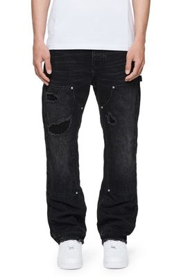 PURPLE BRAND Relaxed Fit Distressed Carpenter Jeans in Black
