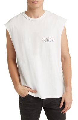 PURPLE BRAND Relaxed Fit Textured Inside Out Graphic Tank in White