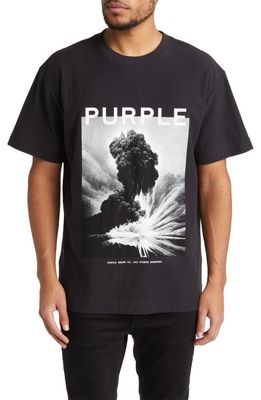 PURPLE BRAND Textured Cotton Graphic T-Shirt in Black