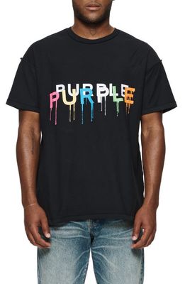 PURPLE BRAND Textured Inside Out Logo Graphic T-Shirt in Black