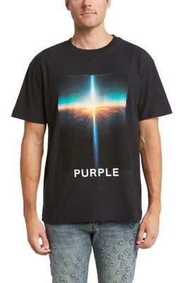 PURPLE BRAND Textured Jersey Graphic T-Shirt in Black