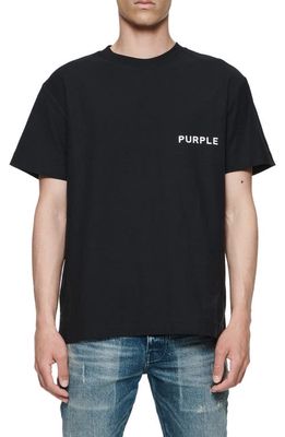 PURPLE BRAND Textured Logo Graphic T-Shirt in Black