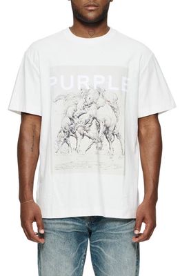PURPLE BRAND Textured Logo Graphic T-Shirt in Off White