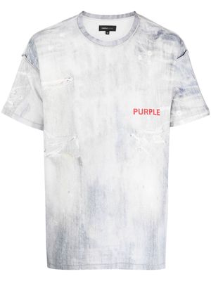 Purple Brand Worn bleached-effect ripped T-shirt - Blue