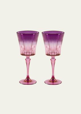 Purple Shaded Stemmed Water Glasses, Set of 2