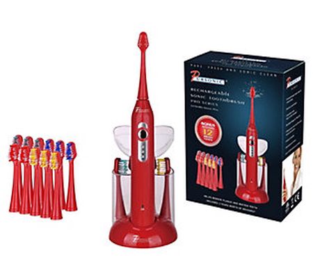 Pursonic 15-Piece Electric Sonic Toothbrush in Red