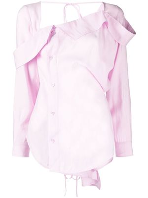 pushBUTTON asymmetric-neck button-up shirt - Pink