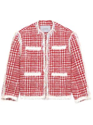 pushBUTTON checked tweed jacket - Red