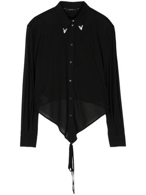 pushBUTTON collar-detail strap-detail shirt - Black