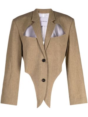 pushBUTTON cut-out single-breasted blazer - Brown