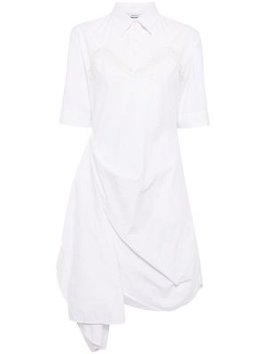 pushBUTTON draped layered shirtdress - White