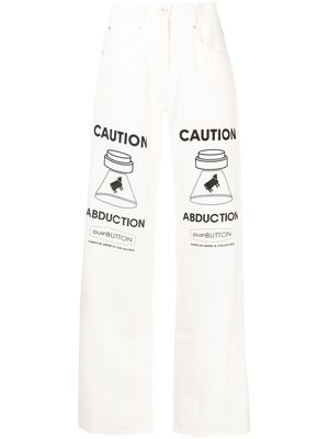 pushBUTTON graphic straight-leg jeans - White