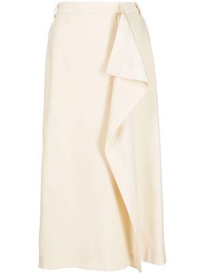 pushBUTTON high-waisted midi skirt - White