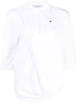 pushBUTTON layered half-sleeve shirt - White