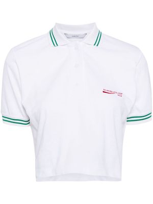 pushBUTTON logo-embroidered cropped polo shirt - White