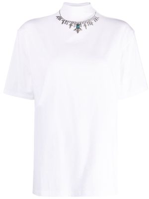 pushBUTTON necklace-print cotton T-shirt - White
