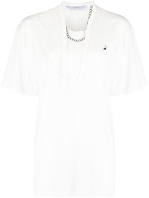 pushBUTTON necklace-print oversized T-shirt - White