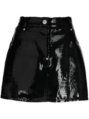 pushBUTTON patent-finish mini skirt - Black