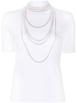 pushBUTTON printed necklace T-shirt - White