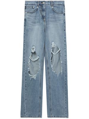 pushBUTTON ripped bootcut jeans - Blue